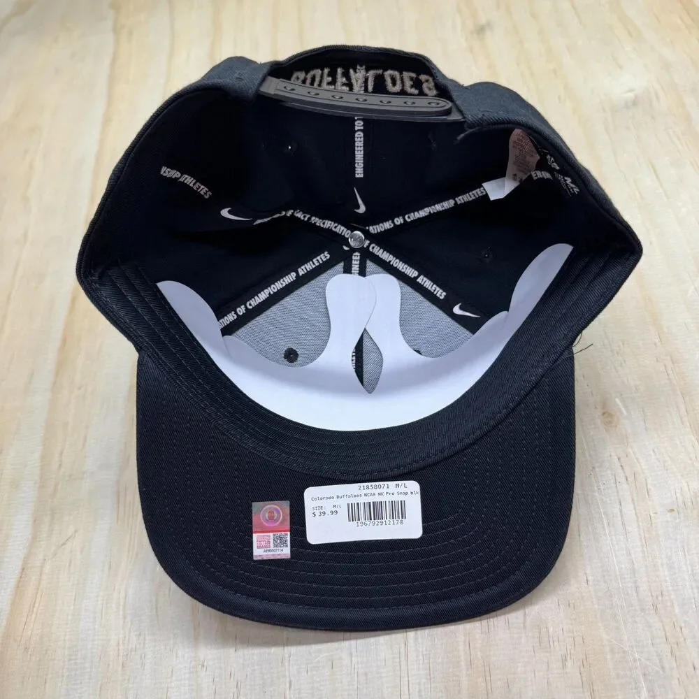 NEW Colorado Buffaloes Nike Pro Flat Bill Snapback Cap Hat Black M/L